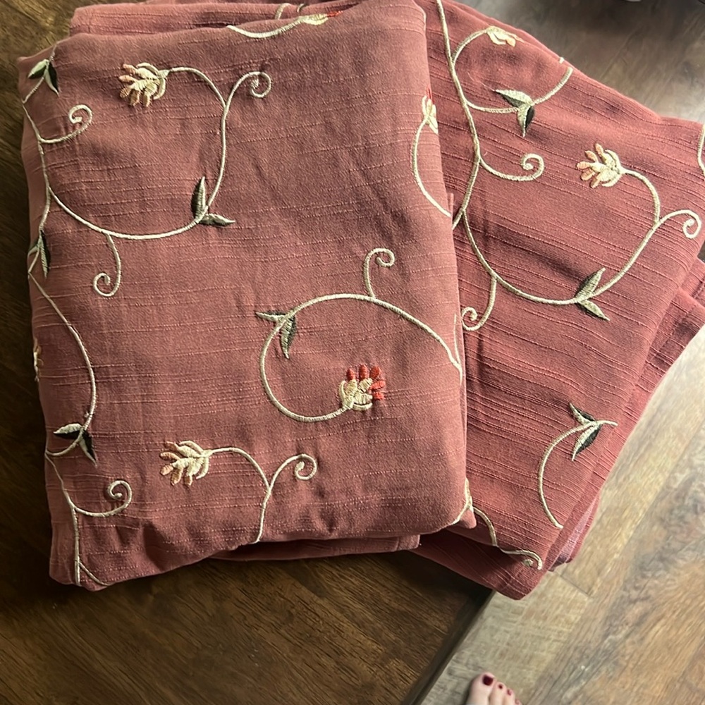 Elegant Brown Floral Embroidered Curtains